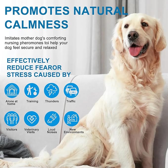 SLE Dog Pheromone Diffuser, Pheromones Calming Diffusers for Dogs Anxiety Relief 3 Refills & 1 Calming Diffuser, Relieve Separation Anxiety, Stress Barking and Chewing Calm Relaxing