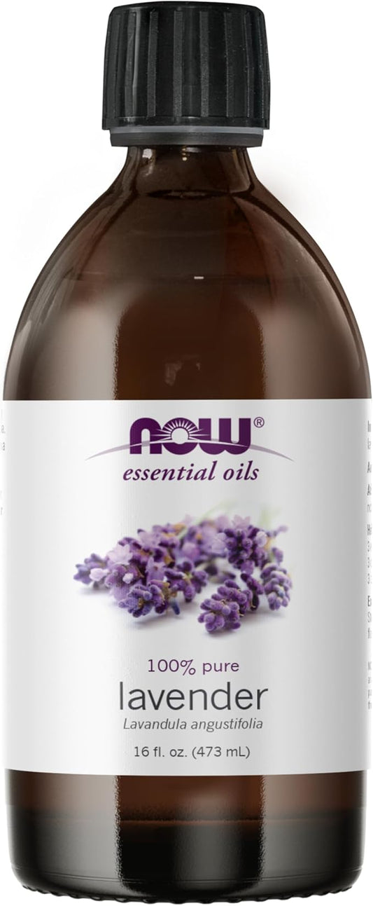 NOW Essential Oils, Lavender Oil, Soothing Aromatherapy Scent, Steam Distilled, 100% Pure, Vegan, Child Resistant Cap, 16-Ounce