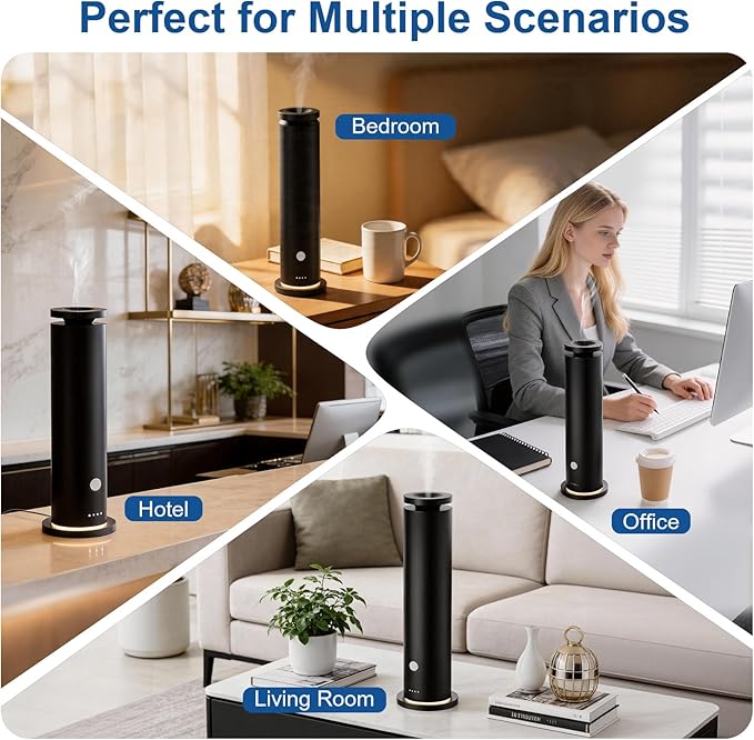 Waterless Scent Diffuser Starter Kit with 5 Essential Oils, Luxury Hotel-Class 1500 Sq Ft Coverage Aromatherapy Diffuser Oil Machine, 4.06Oz/120mL Air Diffusers for Home Large Room Hotel SPA