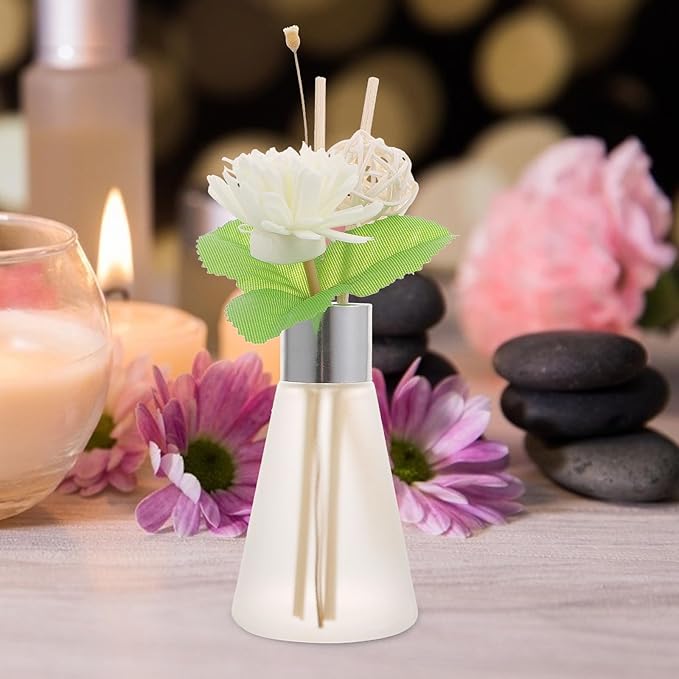 BESTOYARD Glass Aromatherapy Reed Diffuser Bottle Set with Ocean Scent, 3pcs Rattan Sticks, Fragrance Diffuser for Home and Bathroom Air Freshening