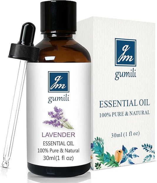GM Gumili Lavender Essential Oil, Pure Lavender Oil for Skin, Hair, Diffuser, Spray, Body Wash, Lotion, Soap, Household - 1 Oz/30ml