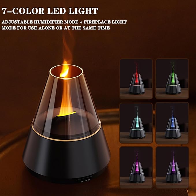 Candle Flame Essential Oil Diffuser, Aromatic air humidifier, 7-Color LED ultrasonic Aroma lamp with Timer Function, Suitable for Bedroom, Office, Yoga Room