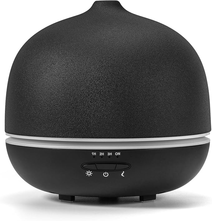 Wanlola 500ml Essential Oil Diffuser,Black Large Ceramic Diffusers,Ultrasonic Cool Mist Humidifier with 4 Timer & 10 Colors Light for Home,Gift
