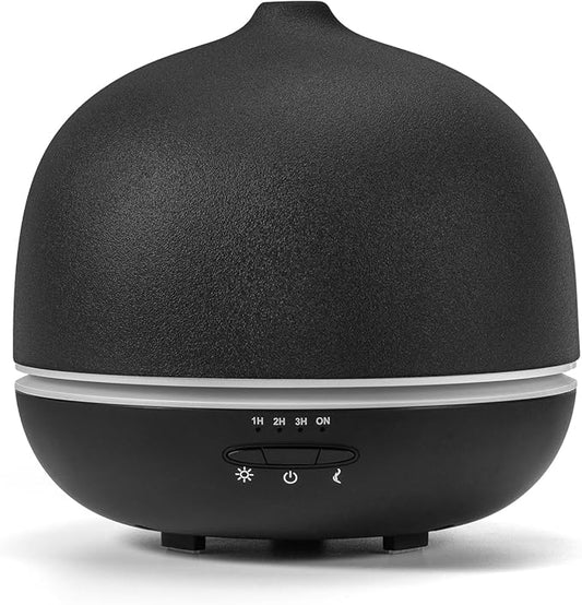 Wanlola 500ml Essential Oil Diffuser,Black Large Ceramic Diffusers,Ultrasonic Cool Mist Humidifier with 4 Timer & 10 Colors Light for Home,Gift