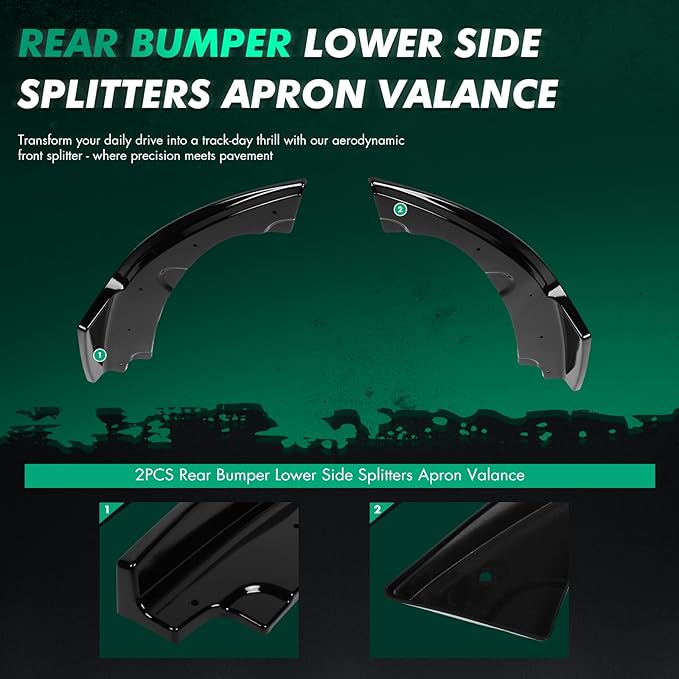 SCITOO Matte Black Rear Bumper Lower Side Lip uard Canards Diffuser Splitter Apron Valence Body Kit with 2016-2019 for Honda Civic Sedan Chin Exterior Diffuser