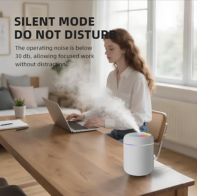 2 in 1 USB Electric Aromatherapy Oil Diffuser Ultrasonic Air Humidifier Mist Maker with Colorful Light for Home Office and Car (White)