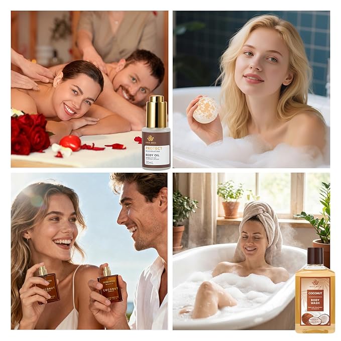 32 Pcs Mother's Day Gift for Mom, Coconut Vanilla Spa Gift Basket Set for Women & Men, Hydrating Face Skin Care Set, Bath & Body Gift Basket, Birthday, Christmas, Anniversary, Wife