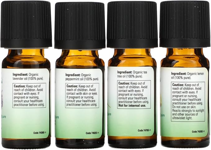 Let It Be Organically Organic Essential Oils Kit Now Foods 4 (10ml Bottles) Kit