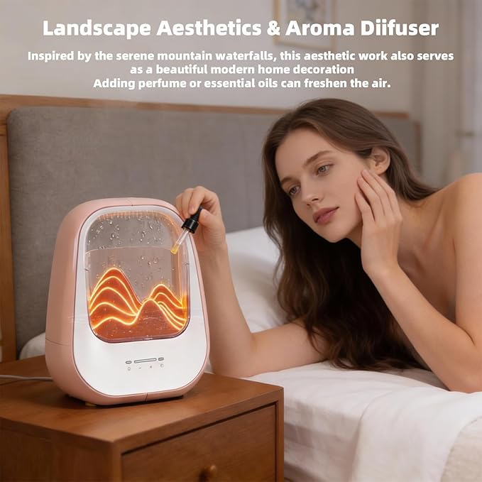 8-in-1 White Noise Sound Machine with Aroma Diffuser, Rain Sound Machine for Sleeping, Stress Relief, Waterfall Sound Machine Night Light Timer for Bedroom Office Home Decor, Amber