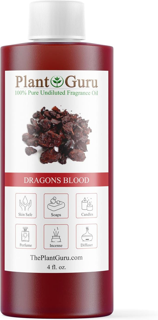 Dragons Blood Fragrance Oil 4 fl. oz. Scented Oil for DIY Soap Making, Candles, Bath Bombs, Body Butters. Used in Aromatherapy Diffusers, Burners and Warmers. Great Addition to Lotions and Creams.