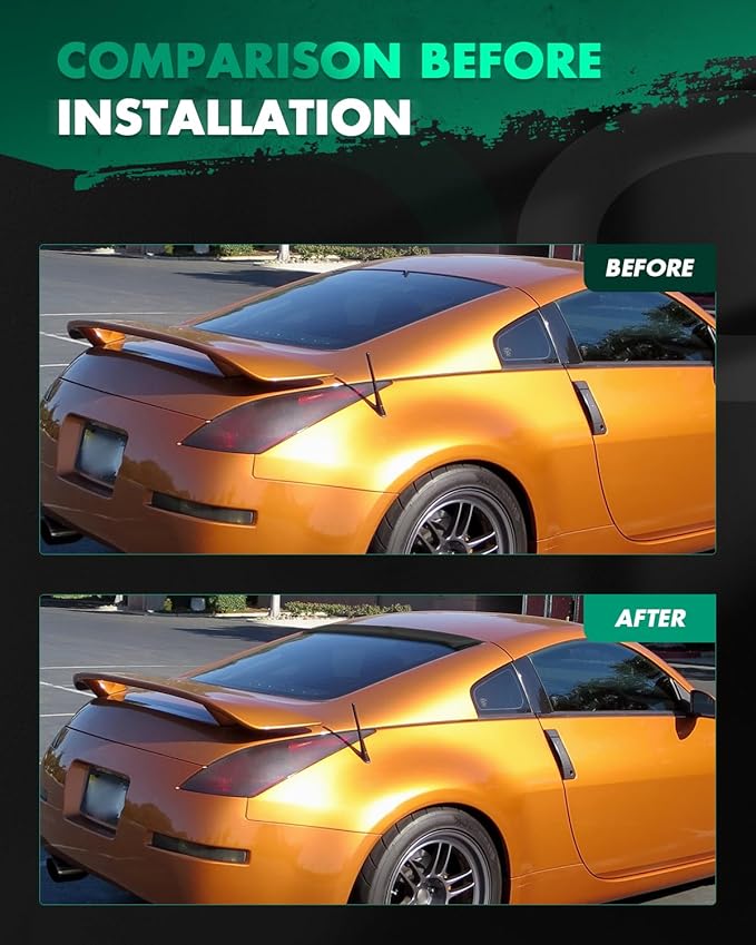 SCITOO Glossy Black Stickers Roof Spoiler Body Kit Compatible with 2003-2008 for Nissan 350Z Rear Window Roof Spoiler Splitter Chin Exterior Diffuser
