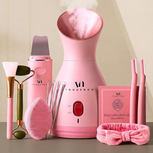 Facial Steamer Spa Kit with Complimentary 17 Skin Care Tools | Face Steamer for Facial Deep Cleaning with Towel Warmer & Humidifier Mode| Self Care Spa Gifts for Women, Mothers Day Gifts for Mom