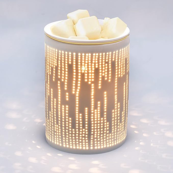Electric Wax Melt Warmer, Ceramic Candle Wax Warmer for Scented Wax Melter Electric Wax Burner Wax Melts Wax Cubes Melter, Mother's Day Aroma Lamp for Home Hotel Office (Music-Lines)
