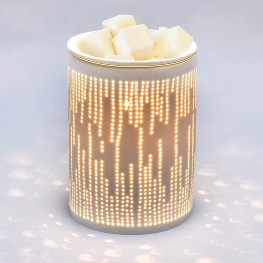 Electric Wax Melt Warmer, Ceramic Candle Wax Warmer for Scented Wax Melter Electric Wax Burner Wax Melts Wax Cubes Melter, Mother's Day Aroma Lamp for Home Hotel Office (Music-Lines)