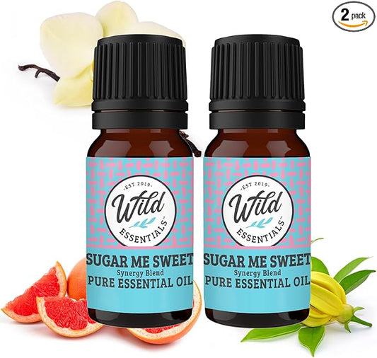 Wild Essentials Sugar Me Sweet 100% Pure Essential Oil Synergy Blend 2 Pack, 10ml, Therapeutic Grade, Use for Mood Boost, Motivation, Happiness, Optimism, Made and Bottled in The USA
