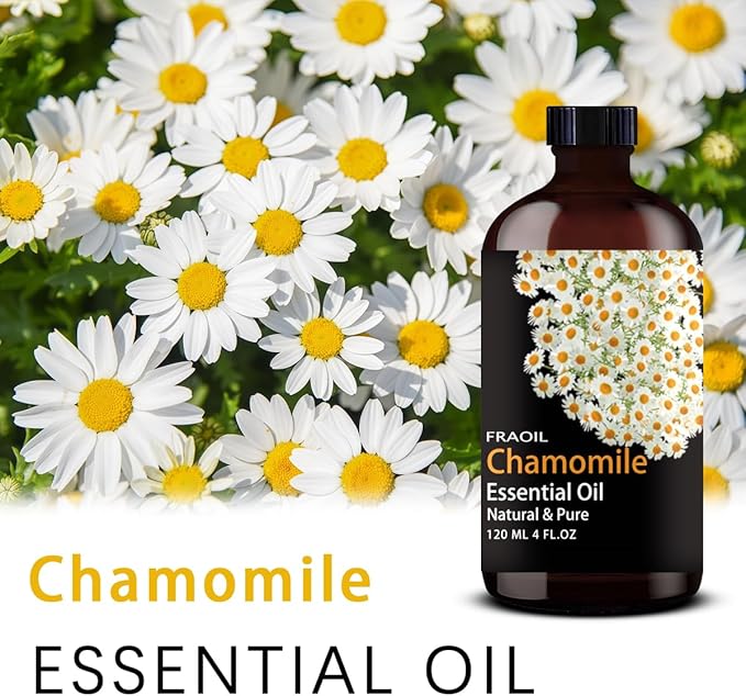 Chamomile Essential Oil, Chamomile Oil 4 Fl Oz 120ML for Diffuser Humidifier Yoga Cleaning DIY Candle Soap Making Perfume Gift for Women Essential Oils FRAOIL (Chamomile 4 Fl Oz (Pack of 1))