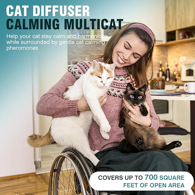 8 in 1 Multicat Cat Calming Diffuser Pheromone Diffuser Pheromones Plug in Refill for Stress and Anxiety Relief Products Anti Aggression for Cats Spraying No More Stop Cat from Urinating