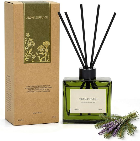 Reed Diffuser, 4 oz French Juniper Lavender Scent Diffuser with 10 Sticks, 90 Days Long Lasting Reed diffusers for Home, Elegant Fragrance for Bathroom Bedroom Office Decor, Air Fresh