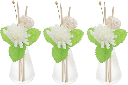 Hemobllo Glass Aromatherapy Vase Reed Diffuser Bottle with Dried Flower Sticks, Ocean Scent Fragrance Oil Diffuser for Bathroom and Home Décor, 3pcs Set