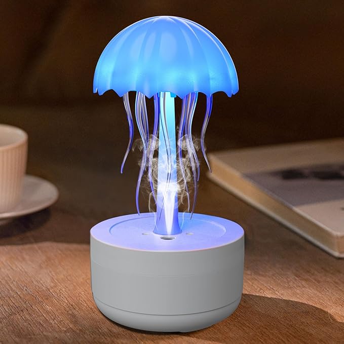 Humidifiers for Bedroom Home - Jellyfish Humidifier,300ml Essential Oil Diffuser with LED Color Night Light, Rotating Essential Oil Diffuser for Bedroom Office Hotel