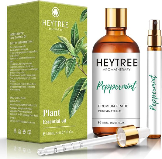 Peppermint Essential Oil（Mentha Piperita - 5.07 FL OZ - Pure Natural Essential Oils Strong- Perfect for Aromatherapy-Outdoor Garden Spray -Drive Buzzing Beasties-Portable, Outdoor Travel