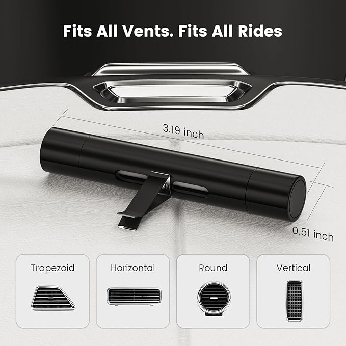 2pcs Car Air Freshener Diffuser Vent Clips, Premium Gift Set with 5 Different Essential Oil (0.34oz Each) & 12 Refill Sticks, Car Diffuser Packaging for Office, Kitchen, Bathroom