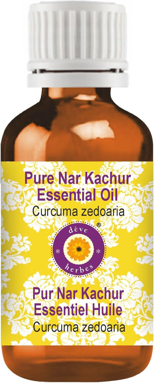 dève herbes NAR Kachur Essential Oil (Curcuma zedoaria) Pure | Non-Sticky | Non-Greasy | Lightweight | Men & Women | All Skin Types | Steam Distilled 10ml (0.33 oz)