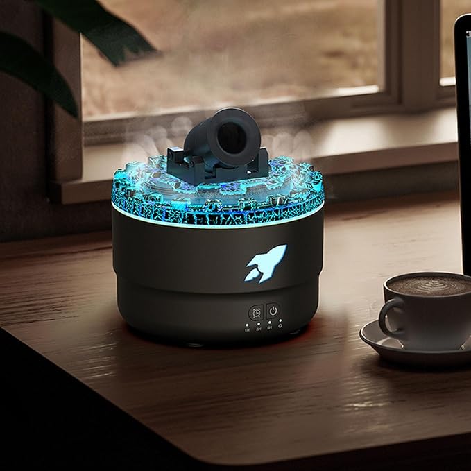 Volcano Fragrance Aromatherapy Diffuser Humidifier, Mini Slient Essential Oil Diffuser with Automatic Shut Off and Colorful LED Light Cool Mist Humidifier for Home Office Bedroom