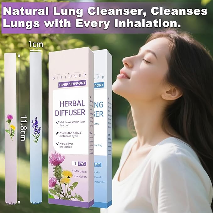 2 PCS Herbal Diffuser Pen Quit Smoking,Mullein Diffuser Pen with Mint and Thyme for Lung Cleansing, Freshens Breath & Quitting Bad Habit - Up to 600 Uses