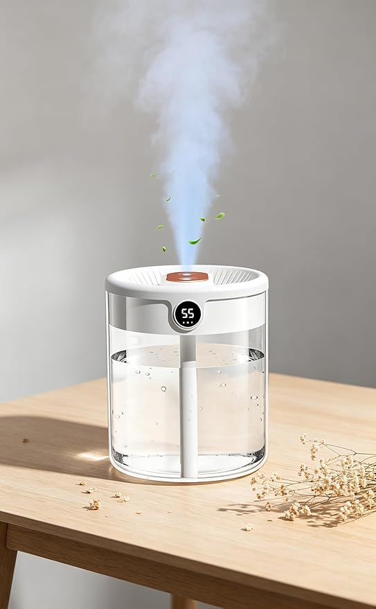 Generic 2L Anti Gravity Humidifier, Smart Bedroom Humidifier With Humidity Display, Anti Gravity Water Drop Cool Mist Diffuser, 3 Modes Dual Spray Mute Humidifier With Night Light. (Pink)