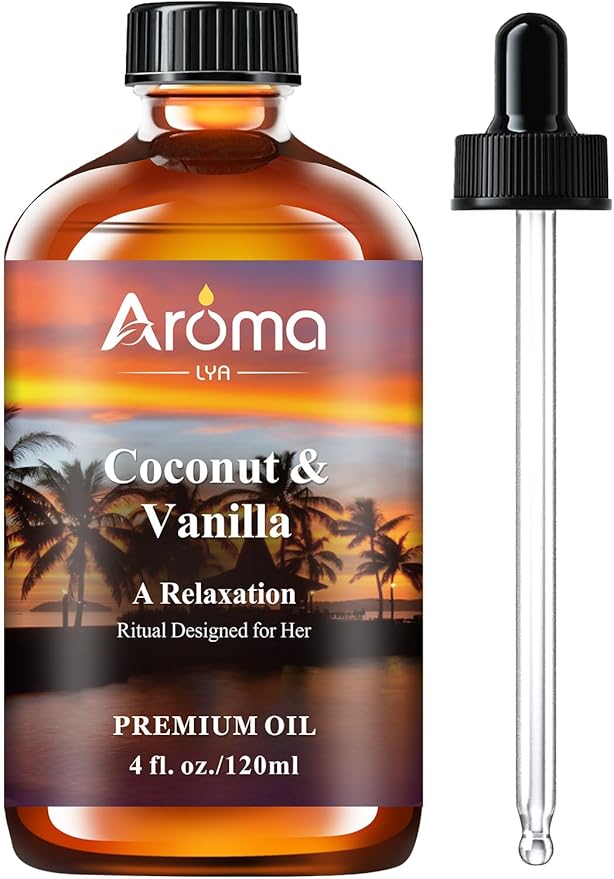 Coconut Vanilla Essential Oil 4fl.Oz - Essential Oils for Diffusers for Home & Aromatherapy - Vanilla Oil for Diffuser, Scented Oils for DIY Soap, Candle Making