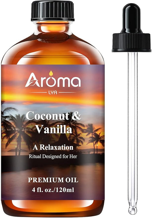 Coconut Vanilla Essential Oil 4fl.Oz - Essential Oils for Diffusers for Home & Aromatherapy - Vanilla Oil for Diffuser, Scented Oils for DIY Soap, Candle Making