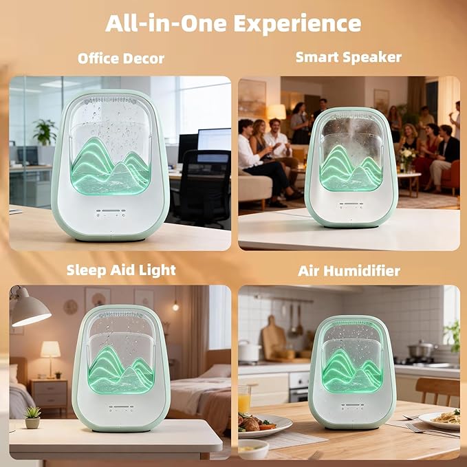 8-in-1 White Noise Sound Machine with Aroma Diffuser, Rain Sound Machine for Sleeping, Stress Relief, Waterfall Sound Machine Night Light Timer for Bedroom Office Home Decor, Green