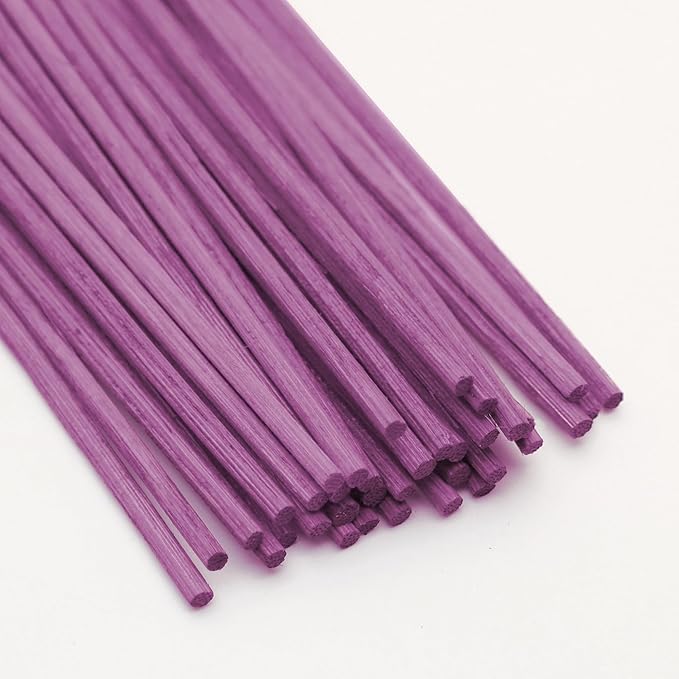 VFULIE 100PCS Reed Diffuser Sticks, 10 Inch Natural Rattan Wood Sticks Essential Oil Aroma Diffuser Sticks Refill Replacement for Aroma Fragrance (Violet)