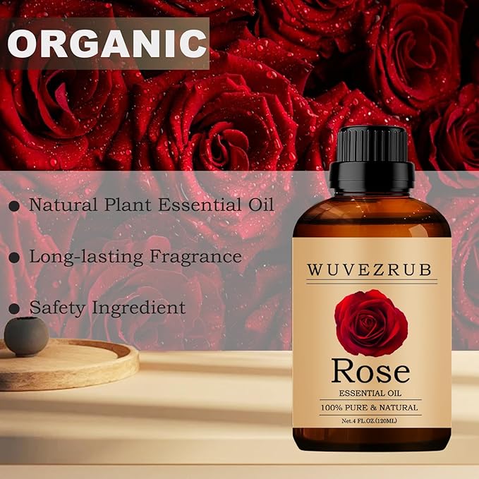 Rose Essential Oils 120ML, 100% Pure and Natural Essential Oil for Aromatherapy Diffuser - 4 Fl Oz/Rose