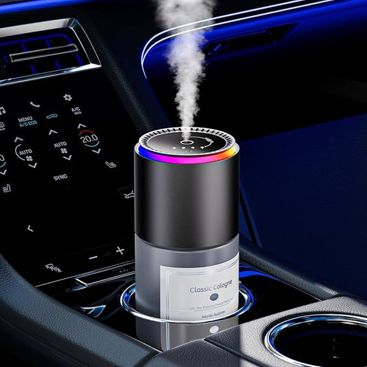 Klomsuw Car Air Freshener, Smart Car Air Freshener,car Diffuser with 150 ML (5oz) Capacity Multi-fragrance,RGB Music Syncing Light, Auto On/Off (Cologne)