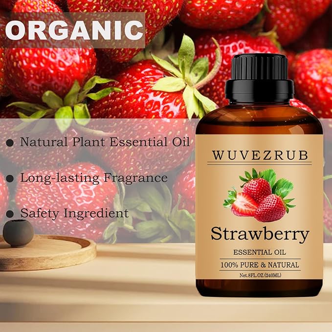 Strawberry Essential Oils 240ML, 100% Pure and Natural Essential Oil for Aromatherapy Diffuser - 8 Fl Oz/Strawberry