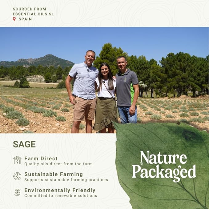 Sage Essential Oil - Direct from Essential Oils SL Spain - Steam Distilled - Aceite Esencial de Salvia for Aromatherapy, Massage, Diffuser, DIY Candle and Soap Making - 2lbs