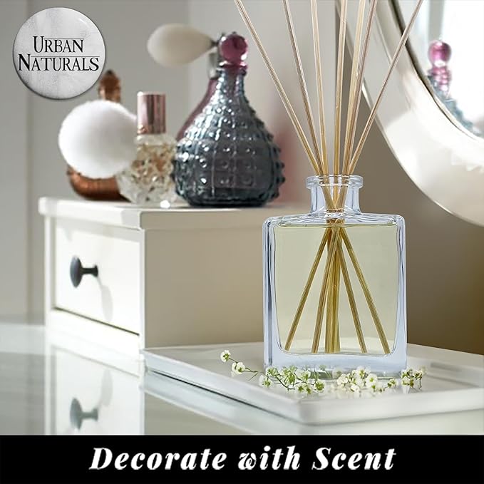 Urban Naturals Christmas Morning Reed Diffuser Set – Aromatic Rosemary, Eucalyptus, Balsam Spruce, Orange, Cedar & Amber – Sleek Rectangular Refillable Glass Bottle – Made in the USA
