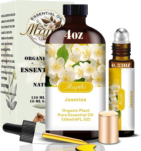 Jasmine Essential Oil – MLYNKL Jasmine Oils 4.33 fl oz for Diffusers, Humidifiers, Massage, DIY Candles, Soap, Cleaning, Home, Yoga, Office, Gifts - 130 ml