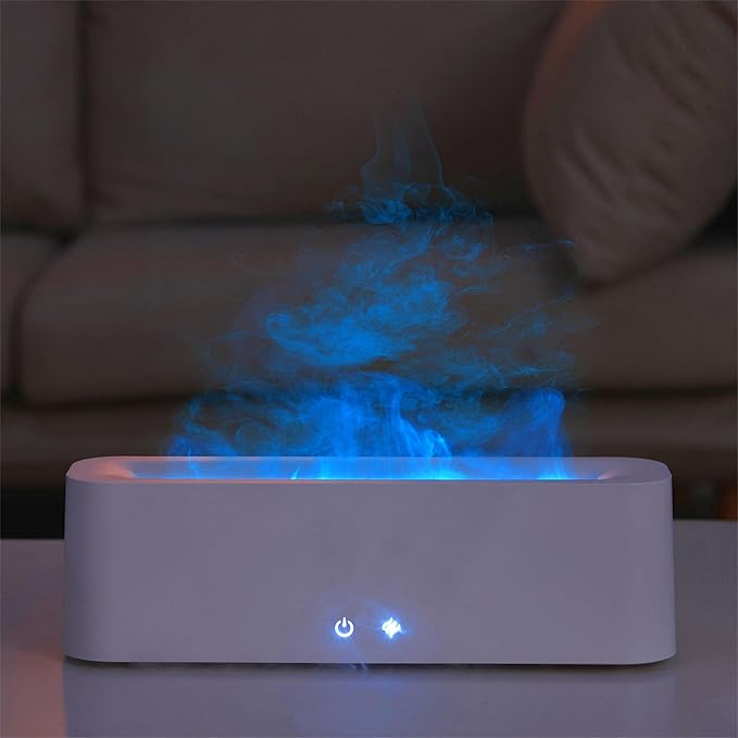 ClocTeck Flame Diffuser for Essential Oils, 380ml Large Fire Humidifier for Desk, Full-Color Adjustable, 28dB Quiet, Cool Mist