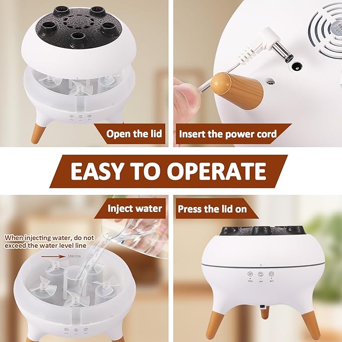 Essential Oil Diffuser 7 Color, 250 ML Jellyfish Diffuser Humidifier Volcano Diffuser with 5 Mist Outlet, Dynamic Aromatherapy Diffuser, Automatic Power Off Function for Home Bedroom Office Hotel