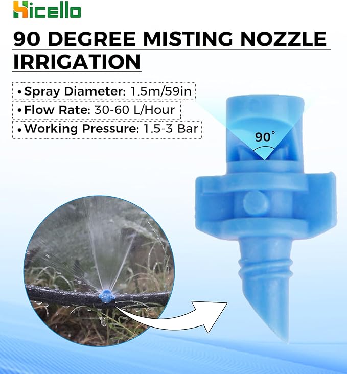100PCS 90 Degree Misting Nozzle Irrigation, Sprinklers Sprayer for Garden Irrigation System, Micro Sprayer Refraction Automizing Drippers