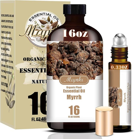 Myrrh Essential Oil – MLYNKL Myrrh Oils 16.33 fl oz for Diffusers, Humidifiers, Massage, DIY Candles, Soap, Cleaning, Home, Yoga, Office, Gifts - 490 ml