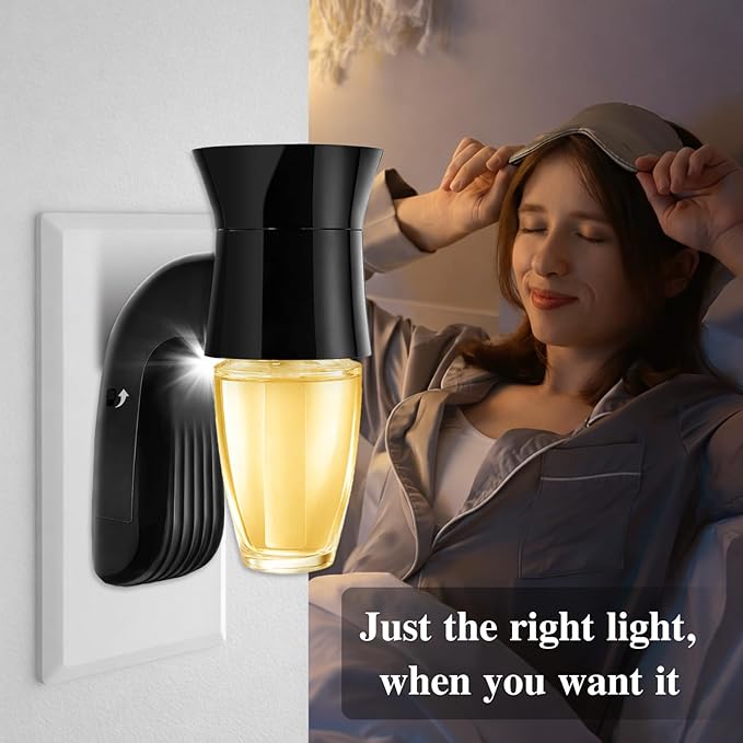 3 Pack Wall Fragrance Plug in with Night Light Compatible with Bath & Body Works Wallflowers, Plug in Aromatherapy Diffuser for Bedroom, Home Fragrance, Relaxing Atmosphere - Black