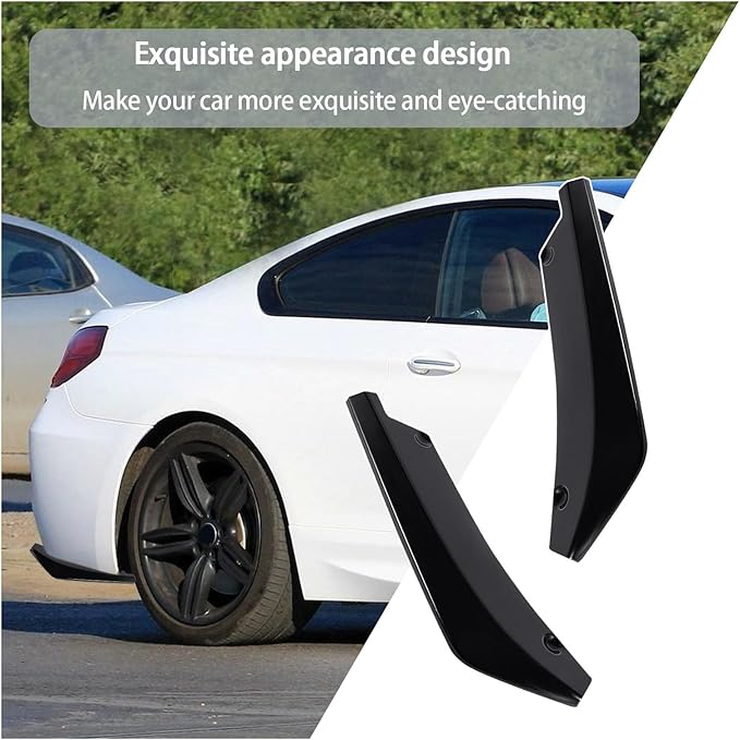 Augeny 2 PCS Rear Bumper Canard Diffuser, Anti-Crash Bumper Lip Body Kit, Universal Rear Installed at The Bottom for Lip Diffuser Splitter Canard Protector (Glossy)
