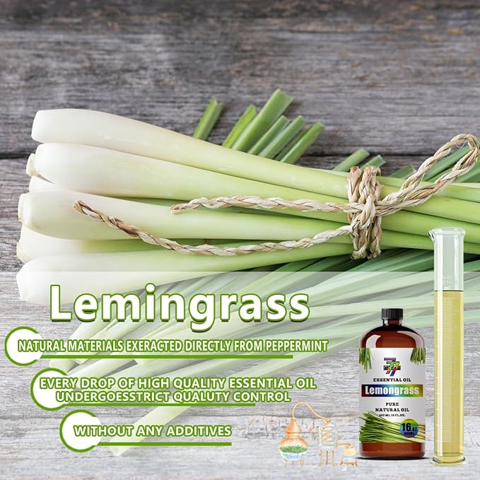 Lemongrass Essential Oil - GV77ZF Lemongrass Oils for Diffusers, Humidifiers, DIY Candles, Soap, Cleaning, Home, Office, Yoga, Massage, Gifts - 16 fl oz (480 ml)