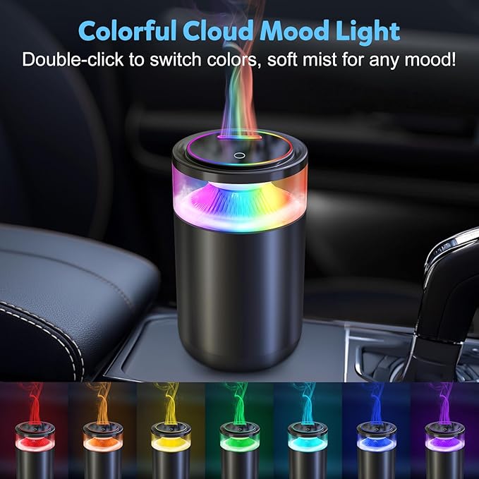 2025 Upgraded Smart Car Air Freshener Diffuser, New Car Smell Air Freshener Long Lasting, Auto On/Off, Adjustable Modes, Car Scent with 8 Ambient Lights, Car Diffusers for Essential Oil-Grapefruit