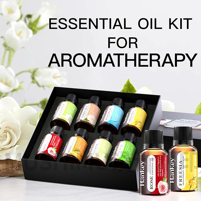 A CENTER Essential Oils Set Created for Humidifiers and Diffusers, Aromatherapy Diffuser Oils Scents, Essential Oil Kit for Home Use, Essential Oil Pack with Various Scents（8X10ML