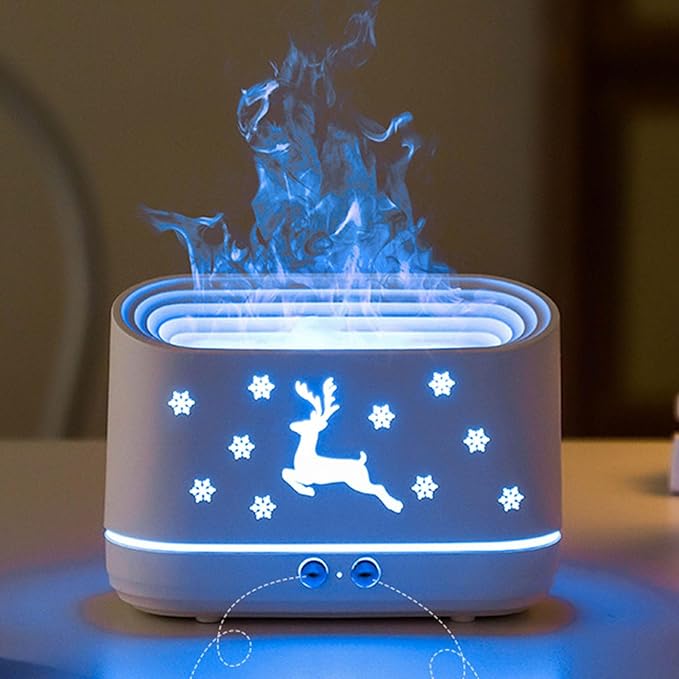 Flame Pattern Air Diffuser Humidifier, Large 300ml Water Tank, Quiet Ultrasonic Mist with Dual Spray Modes, Decorative Flame Effect for Home Office Bedroom